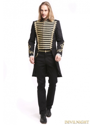 Black Gothic Vintage Palace Style Swallow Tail Coat for Men