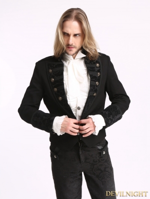 Black Vintage Pattern Gothic Short Jacket for Men