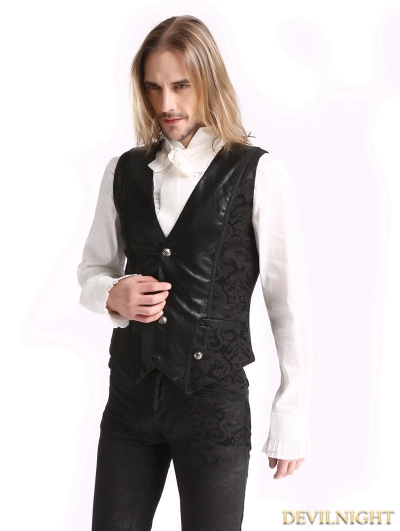 Black Vintage Pattern Gothic Vest for Men