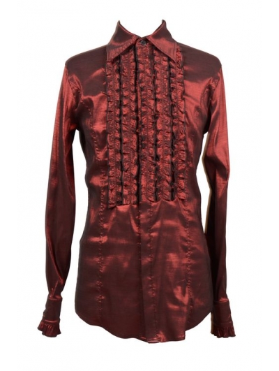 Red Long Sleeves Gothic Blouse for Men