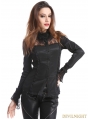 Black Long Sleeves Beading Gothic Blouse for Women