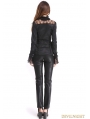 Black Long Sleeves Beading Gothic Blouse for Women