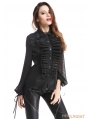 Black Gothic Dot Ruffles Blouse for Women