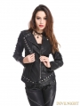 Black PU Leather Rivets Gothic Punk Short Jacket for Women