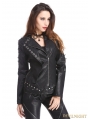 Black PU Leather Rivets Gothic Punk Short Jacket for Women