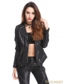 Black PU Leather Rivets Gothic Punk Short Jacket for Women