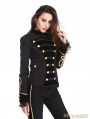 Black and Gold Gothic Military Uniform Short Jacket for Women