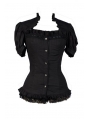 Black Short Sleeves Gothic Cap Blouse for Women