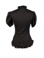 Black Short Sleeves Gothic Cap Blouse for Women