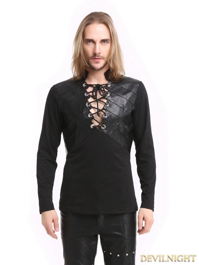Black Gothic Warrior Long Sleeves T-Shirt for Men