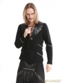 Black Gothic Punk Rivet Belt Long Sleeves T-Shirt for Men