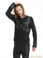 Black Gothic Button Long Sleeves T-Shirt for Men