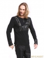 Black Gothic Button Long Sleeves T-Shirt for Men