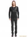 Black Gothic Button Long Sleeves T-Shirt for Men