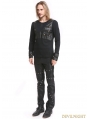 Black Gothic Button Long Sleeves T-Shirt for Men