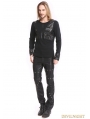 Black Gothic Button Long Sleeves T-Shirt for Men