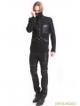 Black Gothic Punk High-Necked Shirt for Men