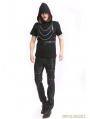 Black Gothic Punk Hooded Chain Short Sleeves Shirt for Men