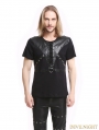 Black Gothic Punk Soilder Short Sleeves T-Shirt for Men