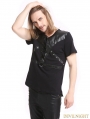 Black Gothic Punk Soilder Short Sleeves T-Shirt for Men
