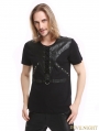 Black Gothic Punk Soilder Short Sleeves T-Shirt for Men