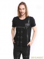 Black Gothic Punk Zipper Short Sleeves T-Shirt for Men