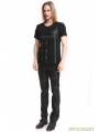 Black Gothic Punk Zipper Short Sleeves T-Shirt for Men