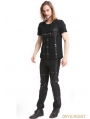 Black Gothic Punk Zipper Short Sleeves T-Shirt for Men