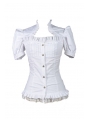 White Short Sleeves Gothic Cap Blouse for Women