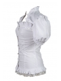 White Short Sleeves Gothic Cap Blouse for Women