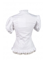 White Short Sleeves Gothic Cap Blouse for Women