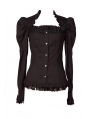 Black Long Sleeves Gothic Cap Blouse for Women