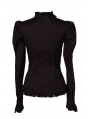 Black Long Sleeves Gothic Cap Blouse for Women