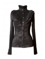 Black High Collar Long Sleeves Ruffle Gothic Blouse for Women