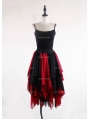 Black and Red Gothic Chiffon Irregular Knee Length Skirt