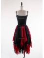 Black and Red Gothic Chiffon Irregular Knee Length Skirt