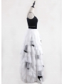 Black and White Gothic Irregular Chiffon Cupcake Long Maxi Skirt 