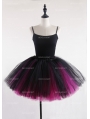 Black and Fuchsia Gothic Tulle Short Skirt 