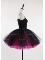 Black and Fuchsia Gothic Tulle Short Skirt 