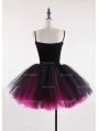 Black and Fuchsia Gothic Tulle Short Skirt 