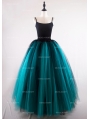 Black and Tiffany Blue Gothic Ball Gown Tulle Long Maxi Skirt 