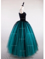 Black and Tiffany Blue Gothic Ball Gown Tulle Long Maxi Skirt 
