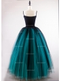 Black and Tiffany Blue Gothic Ball Gown Tulle Long Maxi Skirt 