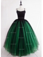 Black and Green Gothic Ball Gown Tulle Long Maxi Skirt 