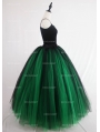 Black and Green Gothic Ball Gown Tulle Long Maxi Skirt 