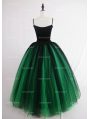 Black and Green Gothic Ball Gown Tulle Long Maxi Skirt 
