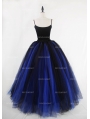 Black and Blue Gothic Ball Gown Tulle Long Maxi Skirt 