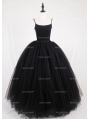 Black Gothic Ball Gown Tulle Long Maxi Skirt with Bow Back