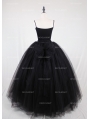 Black Gothic Ball Gown Tulle Long Maxi Skirt with Bow Back