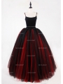 Black and Red Gothic Ball Gown Tulle Long Maxi Skirt 